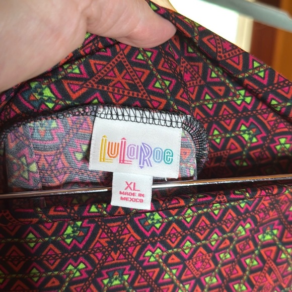 LuLaRoe Azure Geometric Pink Orange Skirt Size XL - Picture 2 of 5
